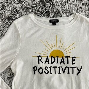 White "Radiate Positivity" Long Sleeve Tee Small